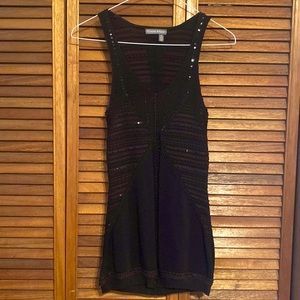 Sequinned black tank top